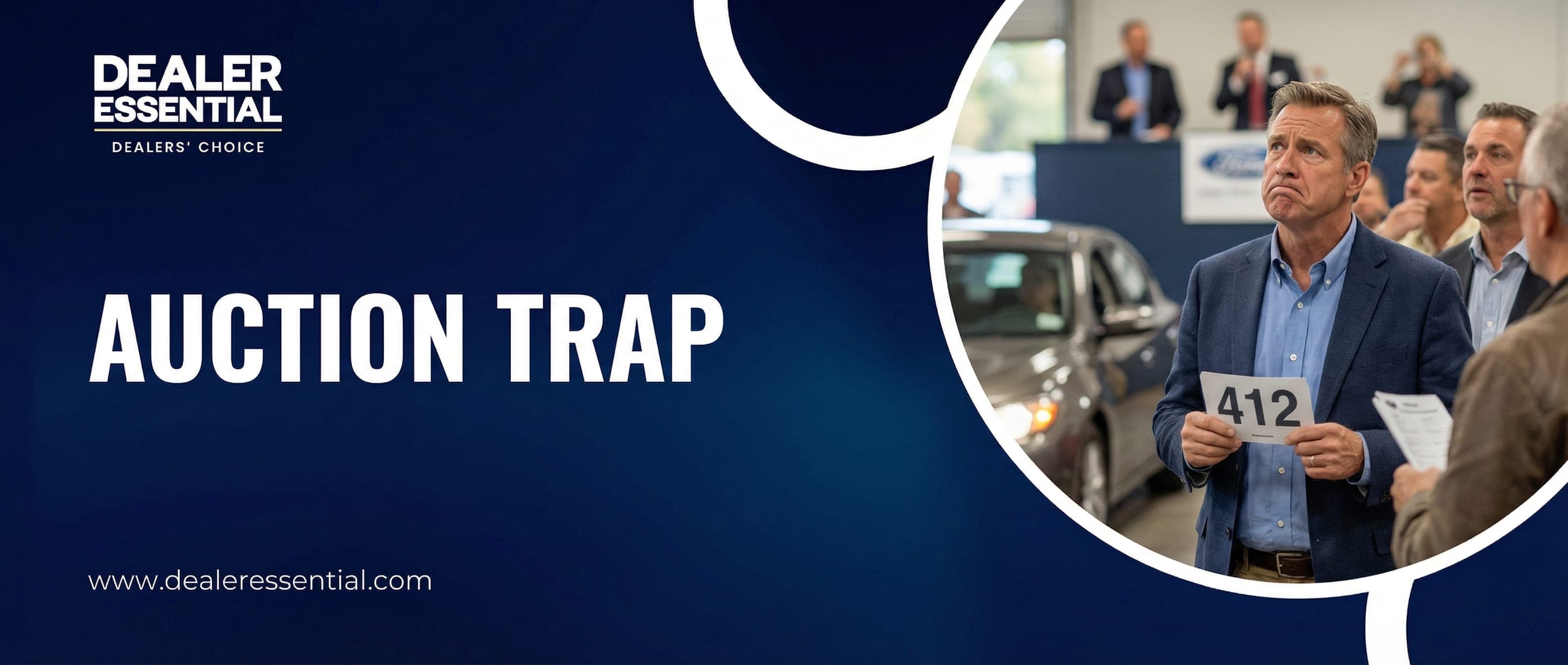 Dealer at auction with bidding paddle, emotional decision making