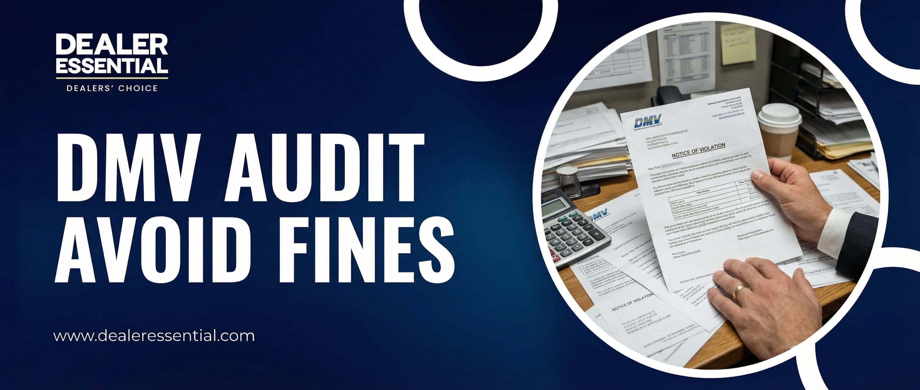 DMV audit letter and fine notice on dealer desk